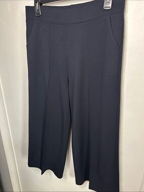 Women's Black Wide-Leg Dress Culotte Pull-On Pants